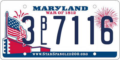 MD license plate 3BL7116