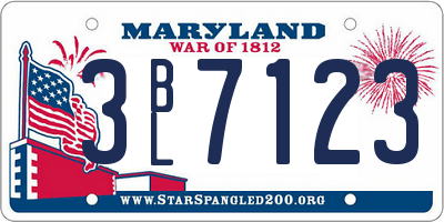 MD license plate 3BL7123