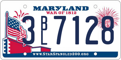MD license plate 3BL7128