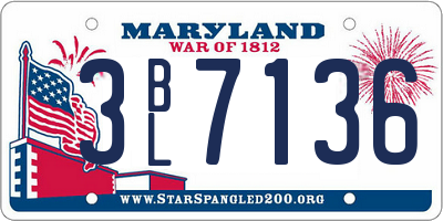MD license plate 3BL7136