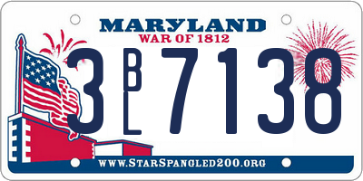 MD license plate 3BL7138