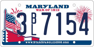 MD license plate 3BL7154