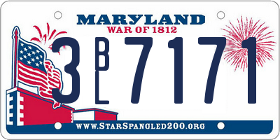 MD license plate 3BL7171