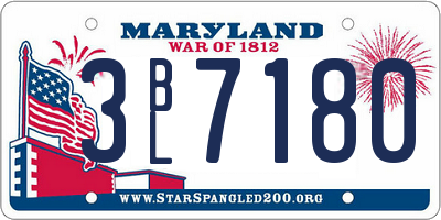 MD license plate 3BL7180