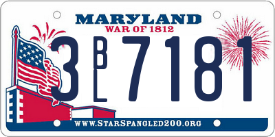 MD license plate 3BL7181