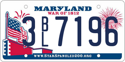 MD license plate 3BL7196