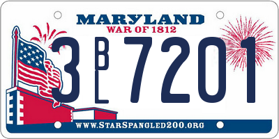 MD license plate 3BL7201
