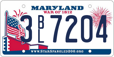 MD license plate 3BL7204