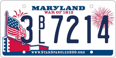 MD license plate 3BL7214