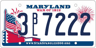 MD license plate 3BL7222