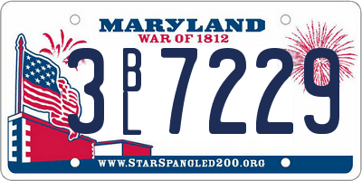 MD license plate 3BL7229