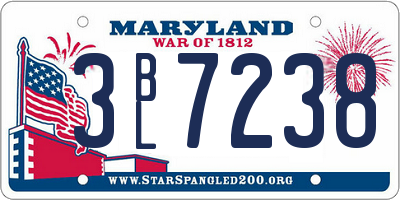MD license plate 3BL7238