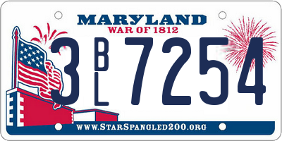 MD license plate 3BL7254