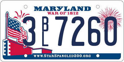 MD license plate 3BL7260