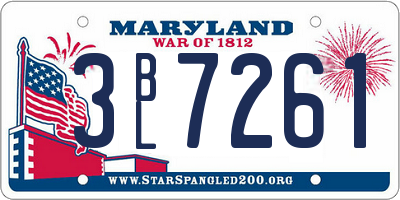 MD license plate 3BL7261