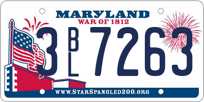 MD license plate 3BL7263