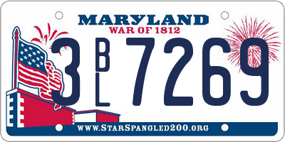 MD license plate 3BL7269