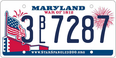 MD license plate 3BL7287