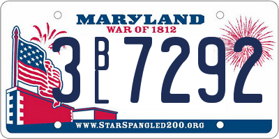 MD license plate 3BL7292