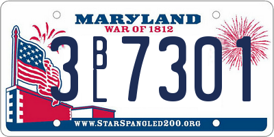 MD license plate 3BL7301