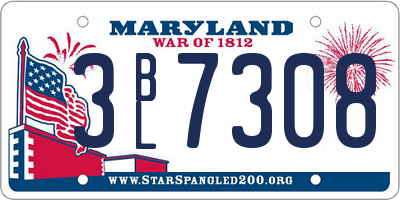 MD license plate 3BL7308