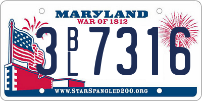MD license plate 3BL7316