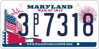 MD license plate 3BL7318