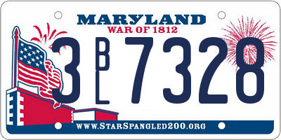 MD license plate 3BL7328