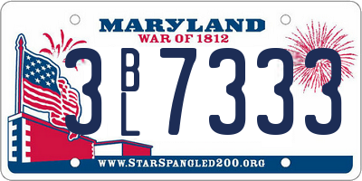 MD license plate 3BL7333