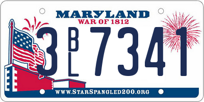 MD license plate 3BL7341