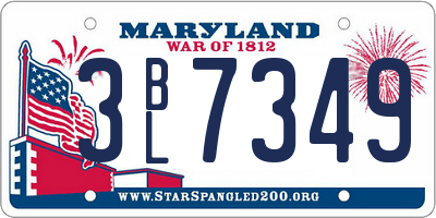MD license plate 3BL7349