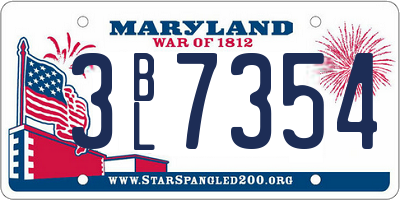 MD license plate 3BL7354