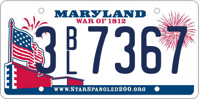MD license plate 3BL7367