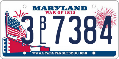 MD license plate 3BL7384