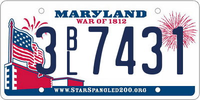 MD license plate 3BL7431