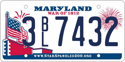 MD license plate 3BL7432