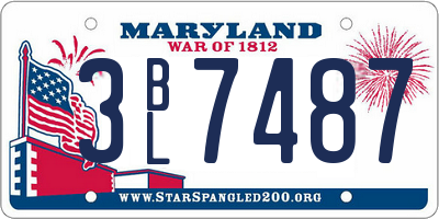 MD license plate 3BL7487