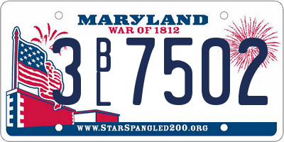 MD license plate 3BL7502