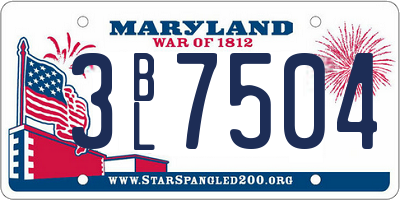 MD license plate 3BL7504