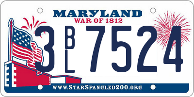 MD license plate 3BL7524