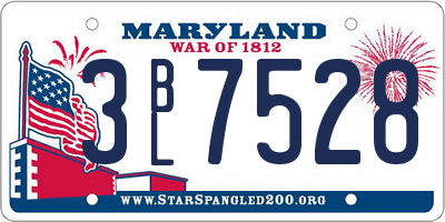 MD license plate 3BL7528