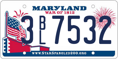 MD license plate 3BL7532