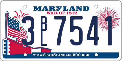 MD license plate 3BL7541