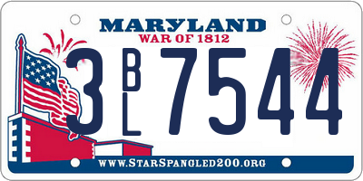 MD license plate 3BL7544