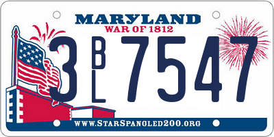 MD license plate 3BL7547