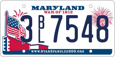 MD license plate 3BL7548