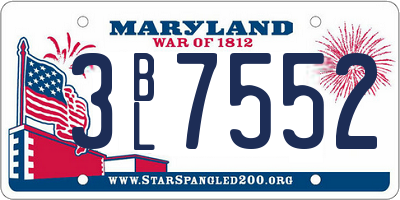 MD license plate 3BL7552