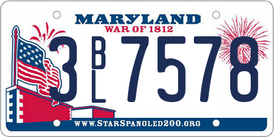MD license plate 3BL7578