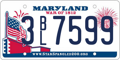 MD license plate 3BL7599