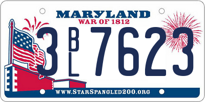 MD license plate 3BL7623